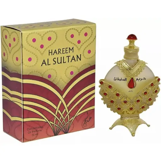 HAREEM AL SULTAN OIL CONCENTRATED KHADLAJ 35 ML CAJA CAFE Y AMARILLO